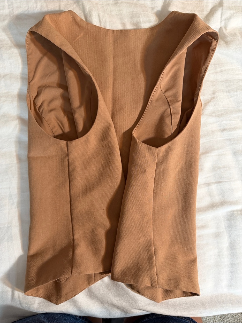 Abercrombie & Fitch Button-Front V-Neck Vest Top - Camel Brown - Picture 4 of 4